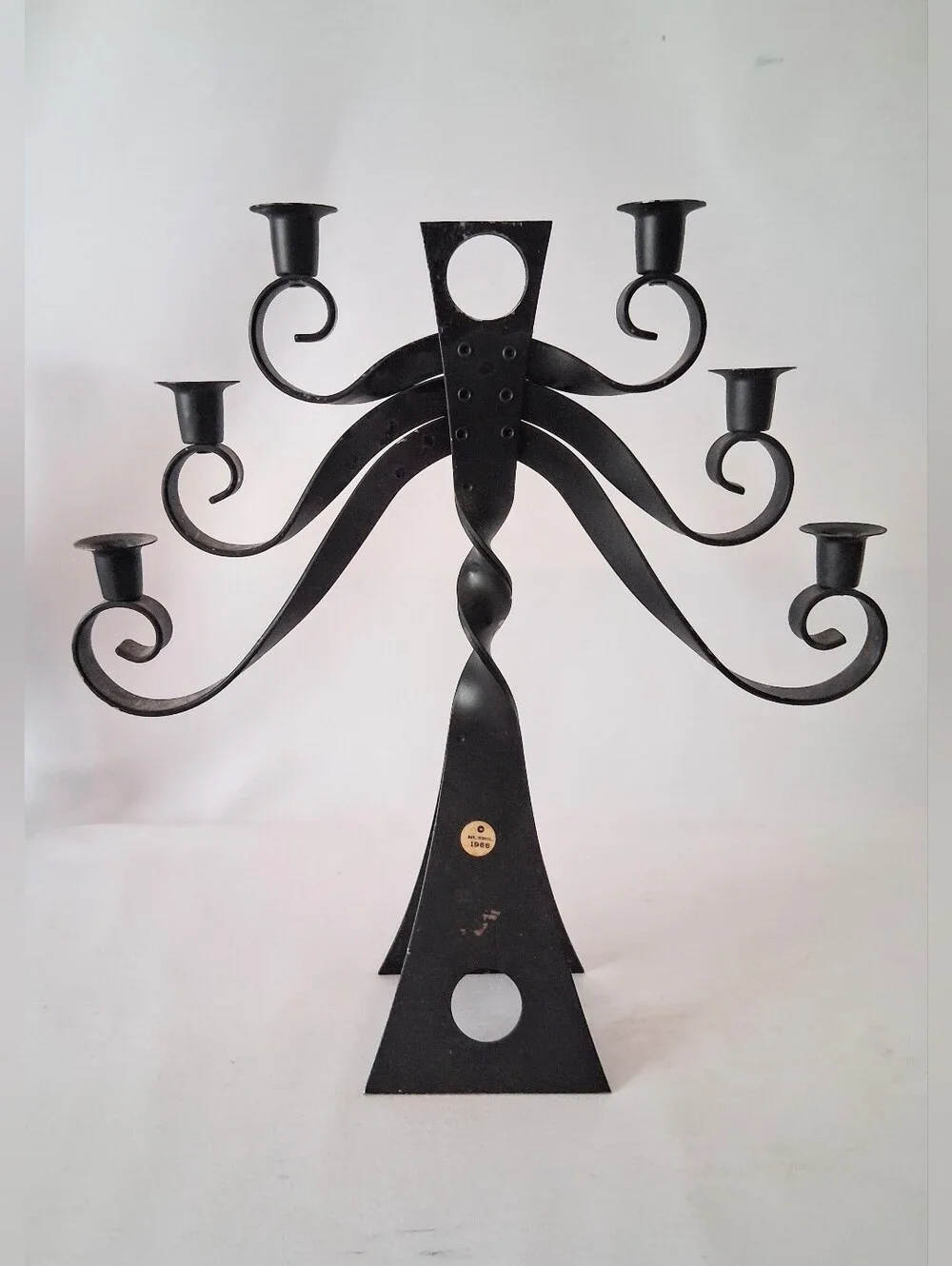 1966 RUBEL Hand Forged Iron Brutalist 6 Candle Holder OOAK Piece
